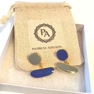Blue enamel earrings gold plated high quality by Patricia Adelson